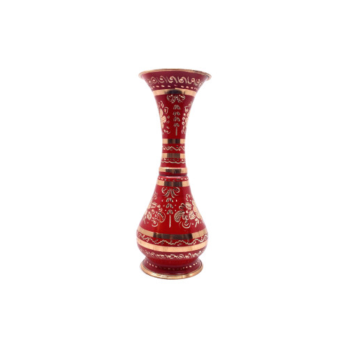 Retro Kırmızı Çiçek Desenli Vazo