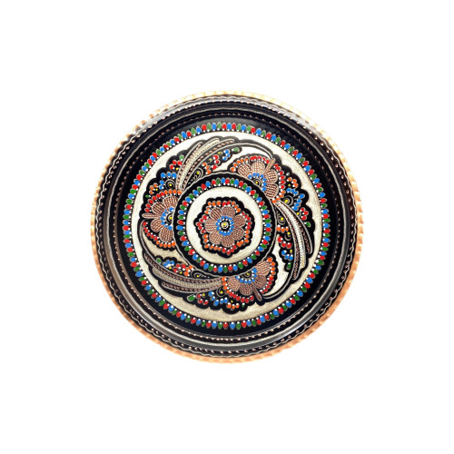 Retro Floral Patterned Round Tray