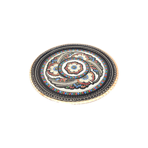 Retro Floral Patterned Round Tray