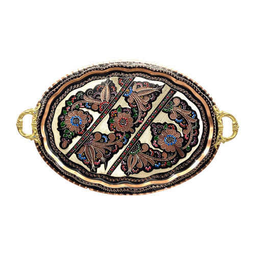 Retro Floral Pattern Oval Tray