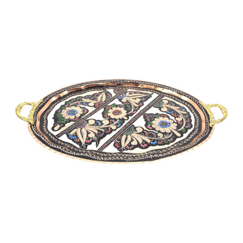 Retro Floral Pattern Oval Tray